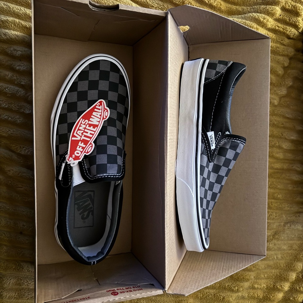 Vans Black and White Checkerboard Slip-Ons